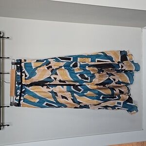 Long Color Block Pattern Skirt